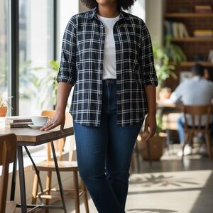 JACHS Girlfriend Black Flannel Jacket/Shirt